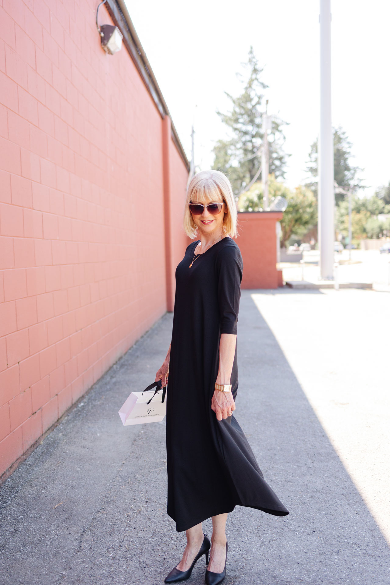 BD-3013 Gilmour Bamboo 3/4 Sleeve Shirttail Maxi Dress