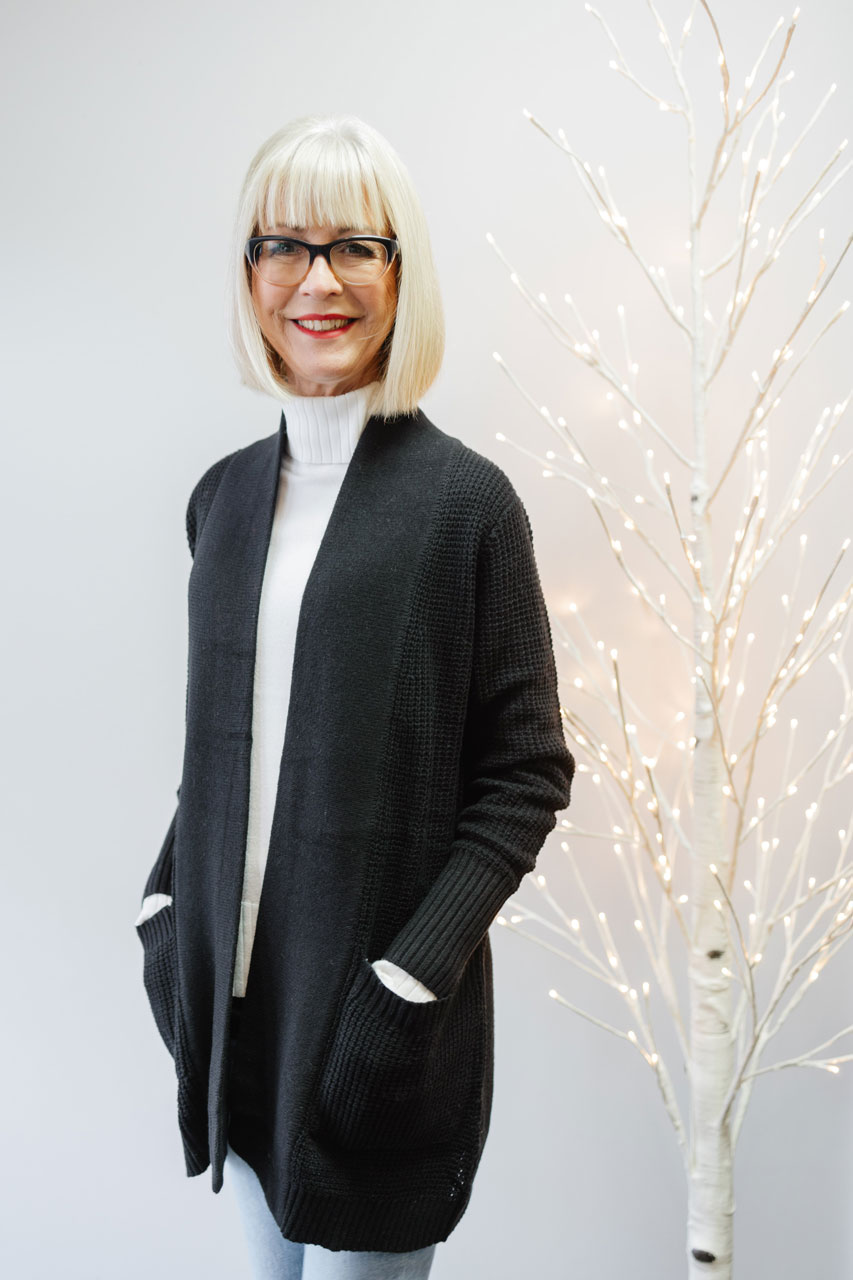F7503 Sympli Basket Stitch Cardigan - Black